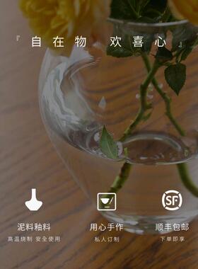 曼叙花瓶玻璃透明水养插花高级感现代简约风2024新款透明桌面花瓶