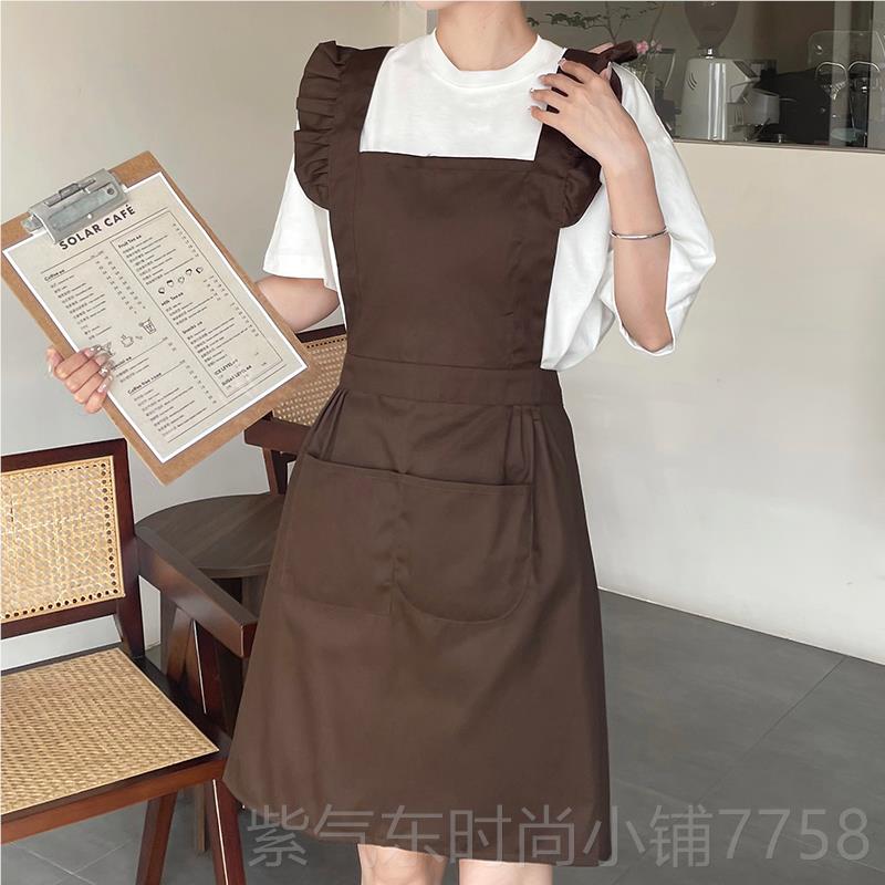 高档漂美甲0店美容师围裙o定制log印字日式工作服女224新款网红亮