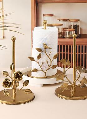 跨境新款厨房轻奢纸巾架玫瑰造型艺术卷纸架多功能金属收纳架
