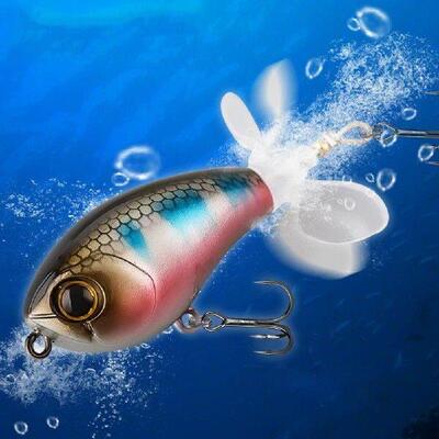 Whopper Popper Fishing Lures Rotating Double Propeller Tail