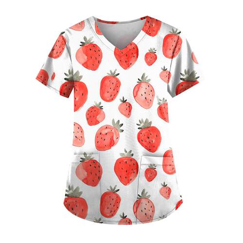 Printed top, short sleeved protective clothing, women's