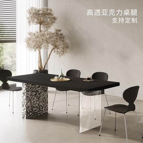 透明亚克力桌脚桌腿餐桌桌子书桌岩板大板支架支撑脚定 制悬浮桌