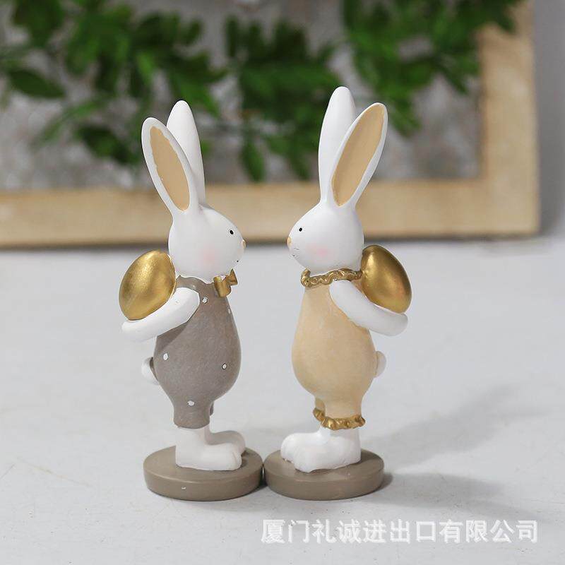 Easter复活节欧式装饰家居儿童房布置桌面摆件金蛋兔子树脂工艺品