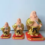 Маленькие солнечные стоячие украшения для автомобиля Будды Майтрейи, машущие руки и улыбающееся лицо Будды, открывающиеся для дома и офиса, украшения, подарки