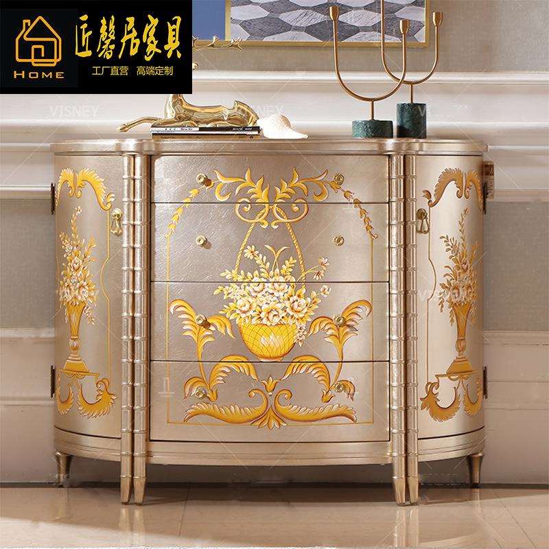 法式奢华实木彩绘玄关柜客厅靠墙入户摆饰台高端家具新品