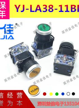 上海一佳仪佳YJLA38-11BN银点无锁点动复位平头按钮直径22MM