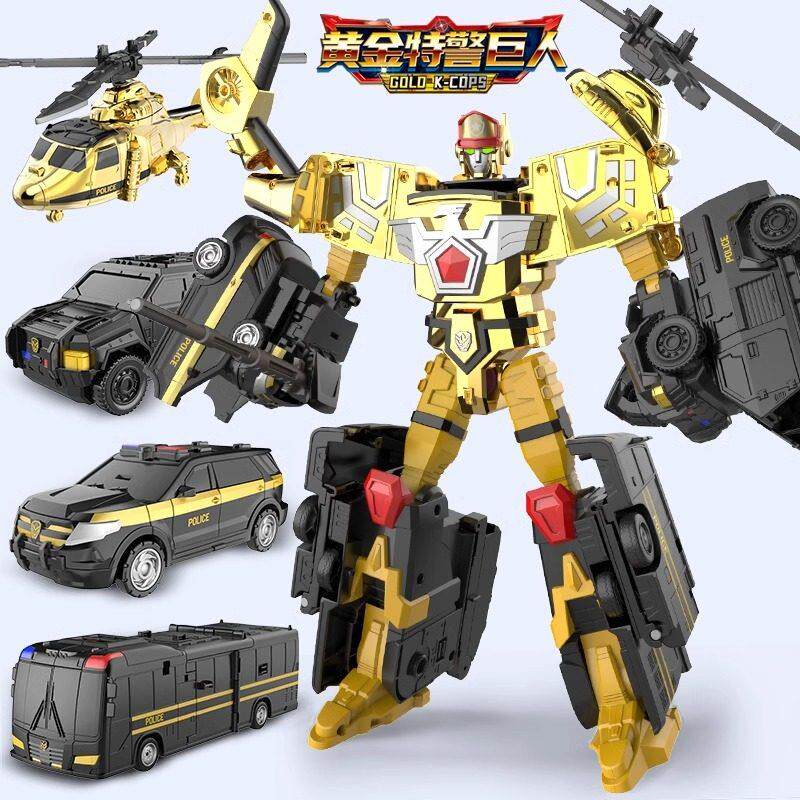 咖宝车神黄金特警巨人四合体变形机器人玩具套装伽哈咔卡金刚男孩