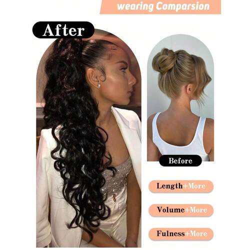 Claw tail Extension 30 Inch Dark Black Curly Clip In Hair Ex