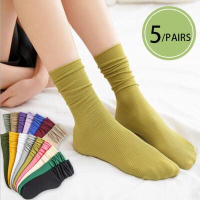 5Pairs/set Socks for Women Girls Summer Thin Loose Velvet Ny