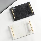 斯堪 纳维亚天然大理石托盘珠宝托盘甜品托盘浴室存储香薰托盘家