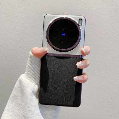 适用于vivox100手机壳新款电镀拼接素皮质感vivox100pro超薄网红