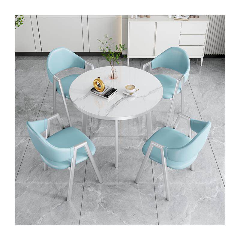 洽谈桌圆形接待桌椅组合奶茶店休闲区会客小圆桌阳台家用谈判桌子