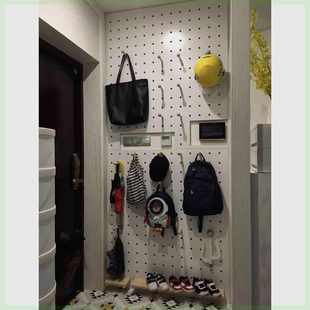 洞洞板墙上置物架实木板装饰墙面展示架墙上隔板收纳入户置物架厂