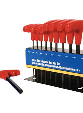 现货库存 10pcs 英制T型柄内六角扳手套装 铁架 展台 SAE 发黑CRV