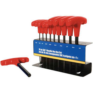 现货库存 10pcs 英制T型柄内六角扳手套装 铁架 展台 SAE 发黑CRV