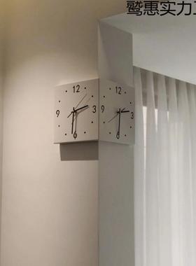 客转角双面静挂钟厅创意简约时现代两面拐角钟表免打孔GZ66008音