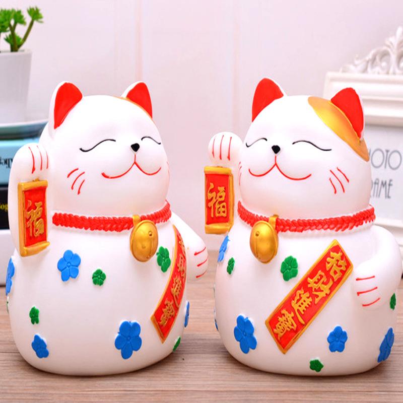 大号招财猫存钱罐礼摆件大量纸新币硬币948储蓄罐搪胶防容摔开业