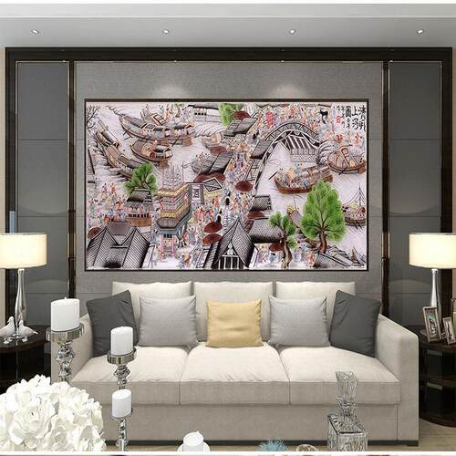 新款直销经典5D钻石画客厅满钻清明上河图贴钻画点钻钻石十字绣圆