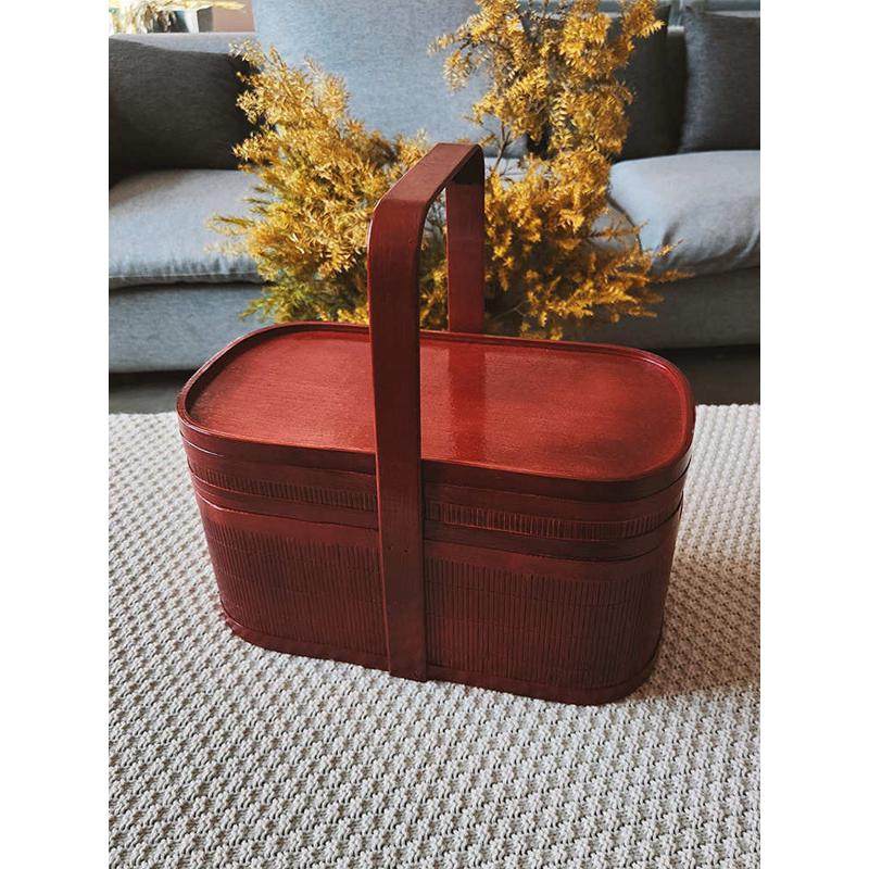 26X8竹篮手提篮竹编带盖古典双层野餐篮拜佛拜神祭祖香篮红色收纳,收纳整理,其他收纳篮,淘宝优惠券,粉丝福利购,淘宝优惠卷