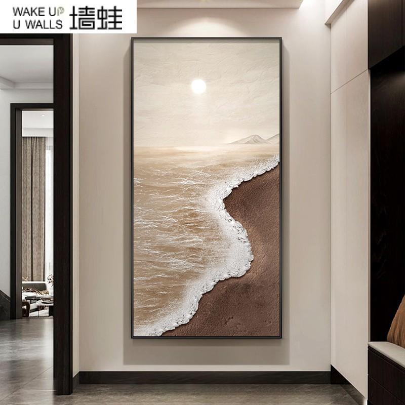 日出玄关装饰画现代简约走廊画过道楼梯挂画旭日东升油画壁画轻奢图片