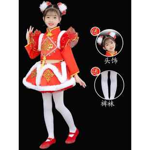 高档元日灯笼喜庆幼儿舞蹈春裙糖芦演出服乐新中国娃冰娃葫舞蹈表