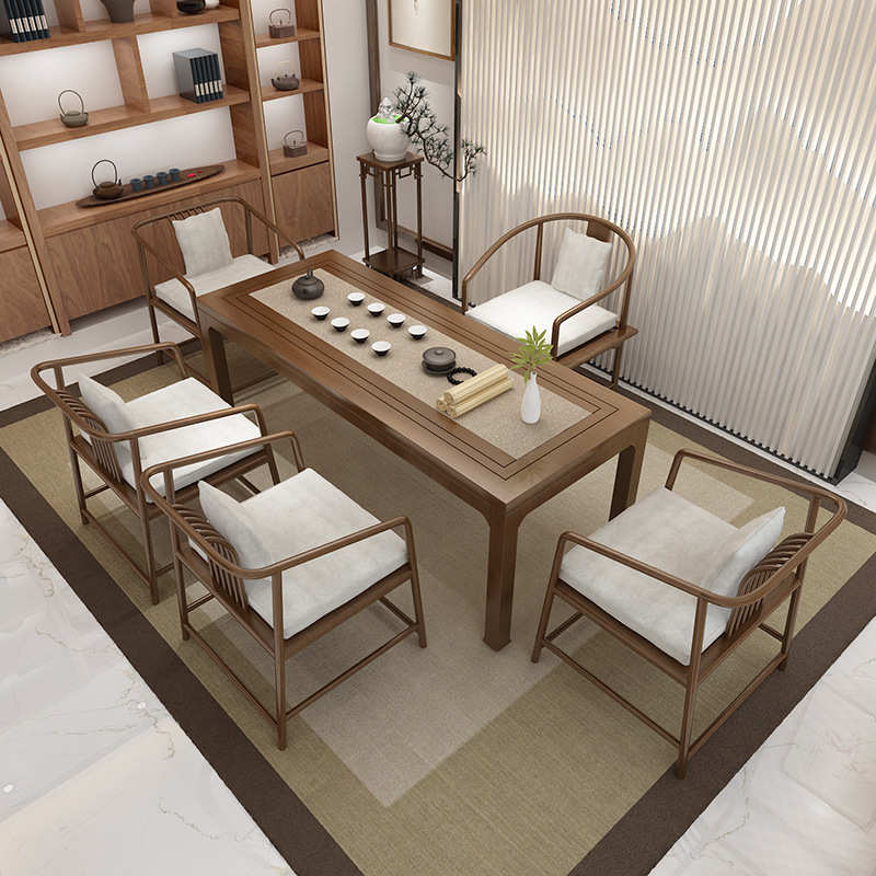 新中式禅意茶桌家用客厅功夫茶几办公室会客接待喝茶实木泡茶台