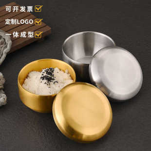 304双层不锈钢米饭碗带盖碗家用创意汤碗儿童韩国料理泡菜碗 韩式