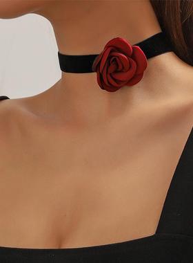 choker跨境香风复古米色晚宴项链