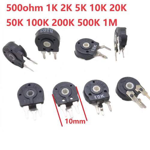 国产西班牙可调电位器PT10-500欧1K5K10K20K100K500K1M立式六角孔