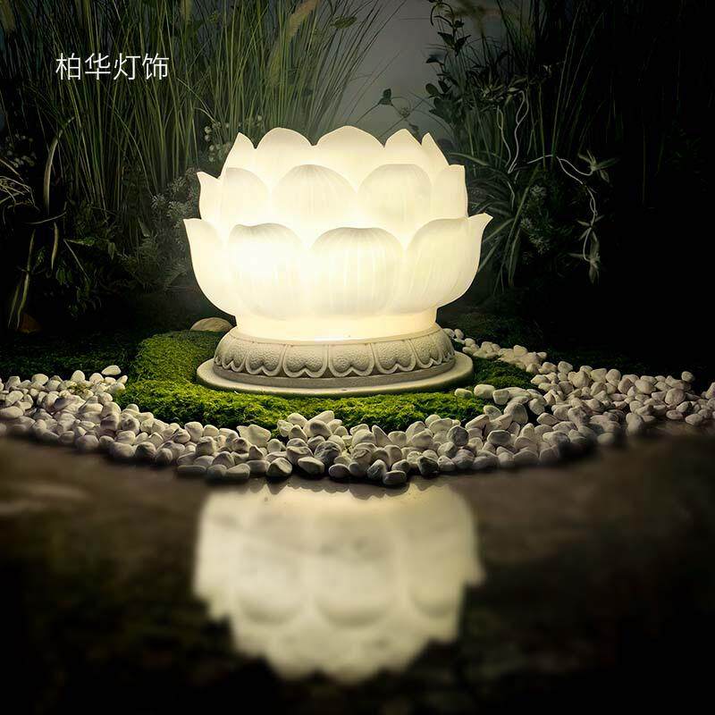 太阳能莲花灯花园装饰摆件新中式别墅庭院造景观灯户外防水荷花灯