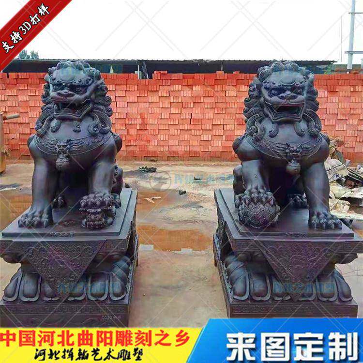 户外古建铸铜门口狮子地产售楼部入口铜雕塑动物工艺品青铜狮雕塑