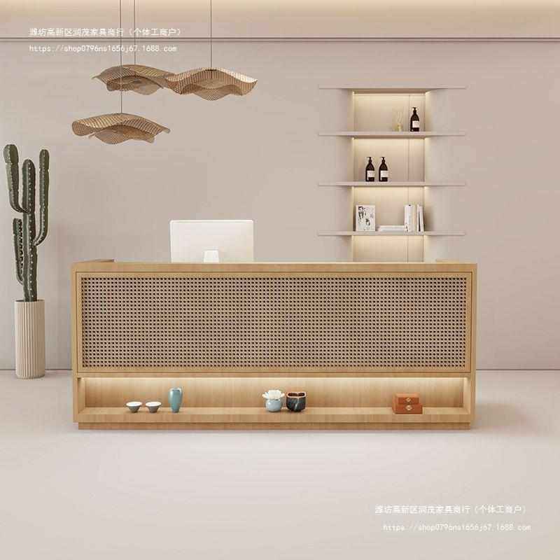 藤编收银台侘寂风服装店吧台柜台民宿日式餐饮店吧台桌前台接待台,商业/办公家具,办公电脑桌,淘宝优惠券,粉丝福利购,淘宝优惠卷