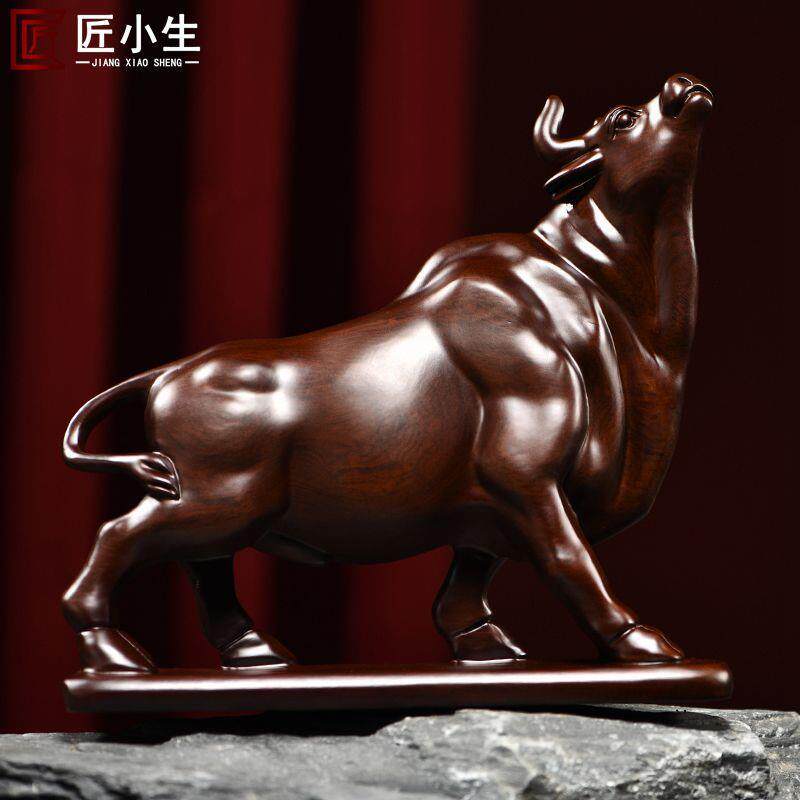 木雕摆件牛实木质雕刻动物生肖家居中式客厅书桌玄关红木工艺礼品