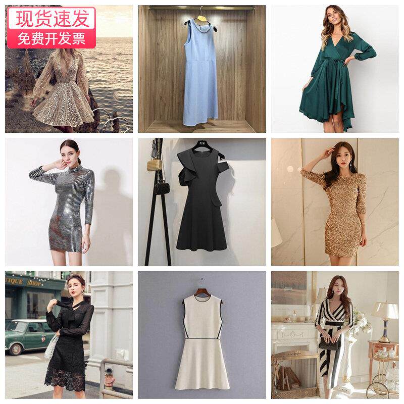 样板房女士衣帽间衣柜连衣裙黑白裙子展厅展柜陈列软装服饰摆件