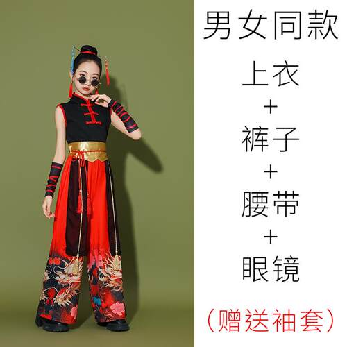 正品风六一儿童演出服中国古典服舞走秀国潮风爵士舞蹈打演鼓武术