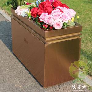 户外城市广场商场售楼部隔断方形电镀不锈钢花箱商用大号金属花盆