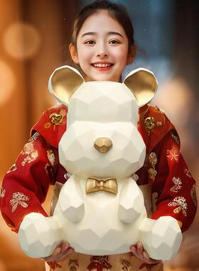 开季儿CX330何童法式熊奶白学色几暴力存钱罐新款现代储蓄装饰储