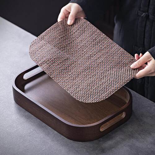 饭厅出菜托 托盘覆古胡桃木茶具茶盘茶杯出菜家用客厅茶几杯子点