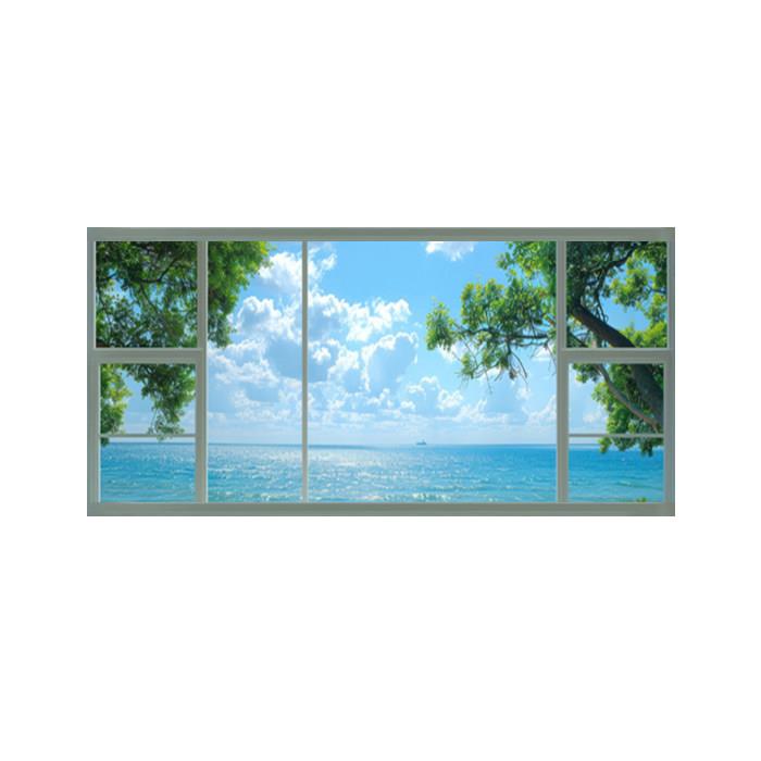 开窗挂画大幅大海空间延伸感开假窗户风景壁画客厅沙发房间装饰画