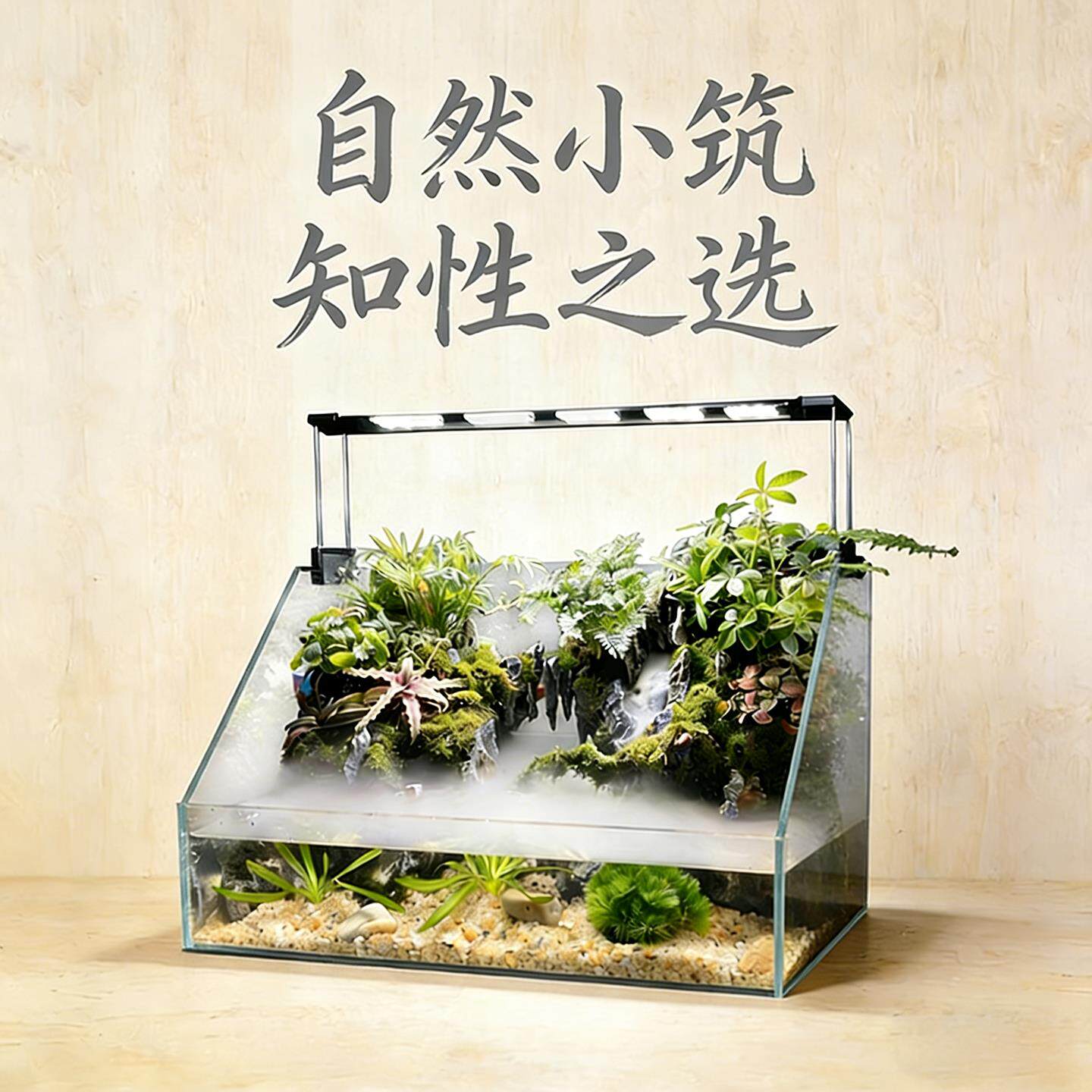 水陆缸成品造景生态苔藓微景观定制超白山水全套餐乌龟创意峡谷