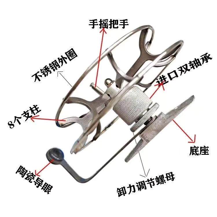八卦轮手拨轮不锈钢手工车盘矶钓前打轮带泄力全金属筏钓轮微铅轮