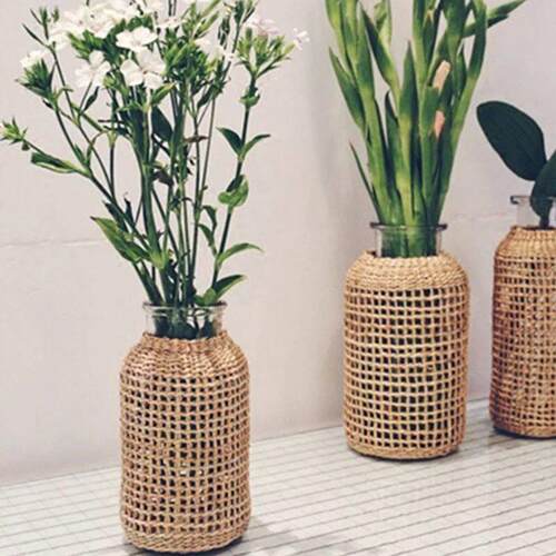 Rattan Vase Household Flower Home Decor Tabletop Dried Flowe