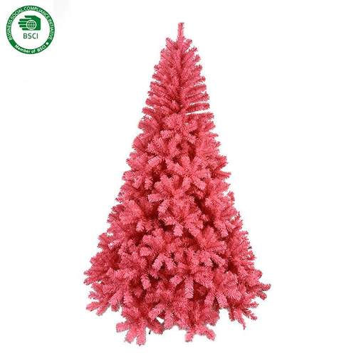 户外加密装饰仿真圣诞树240cmPVC粉色高档场景装饰树