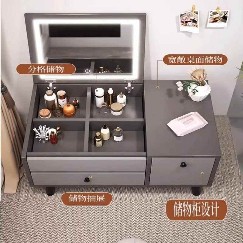 妆桌YOL床头柜女生小型梳台化柜房间床妆边折叠妆化妆桌一体装梳