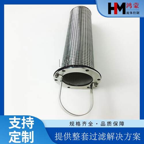 不锈钢手提篮式过滤芯滤网斜口提篮304L材质DN60*760mm50μm