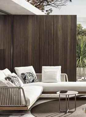 实户外沙发室庭院防防晒水藤椅外藤编柚木单人露台F96579M7木花园