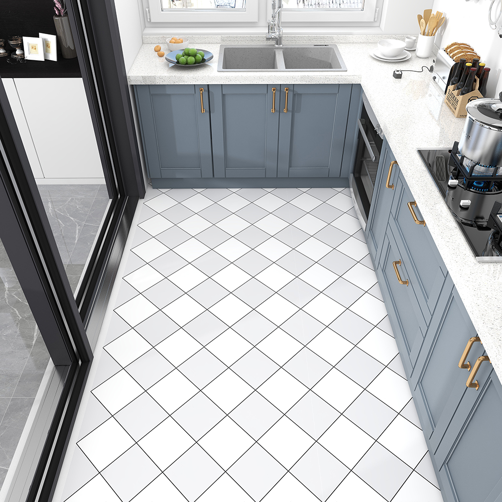厨房地板贴纸防水耐磨自粘阳台地面翻新改造pvc地垫地砖专用地膜