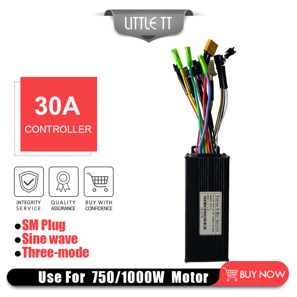 自行车锂电改装电动滑板车配件24V36V48V-30A正弦波三模控制器