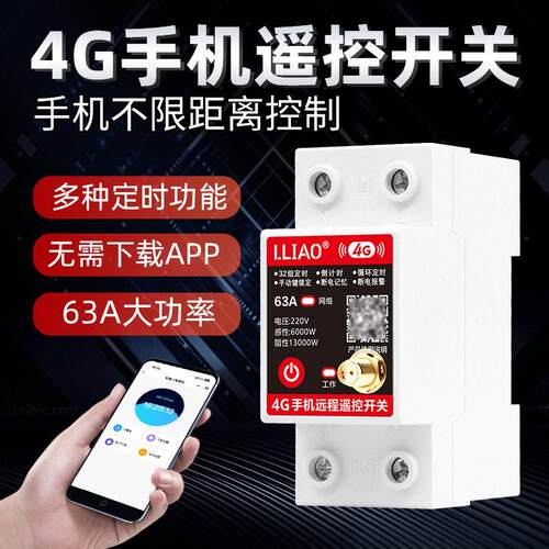 4G手机远程遥控开关220V智能开关水泵无线控制器无限循环定时器2P