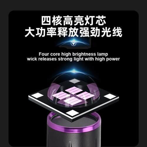 跨境新款大功率紫光灯365nm铝合金钱币鉴定防伪蝎子灯猫藓紫光灯